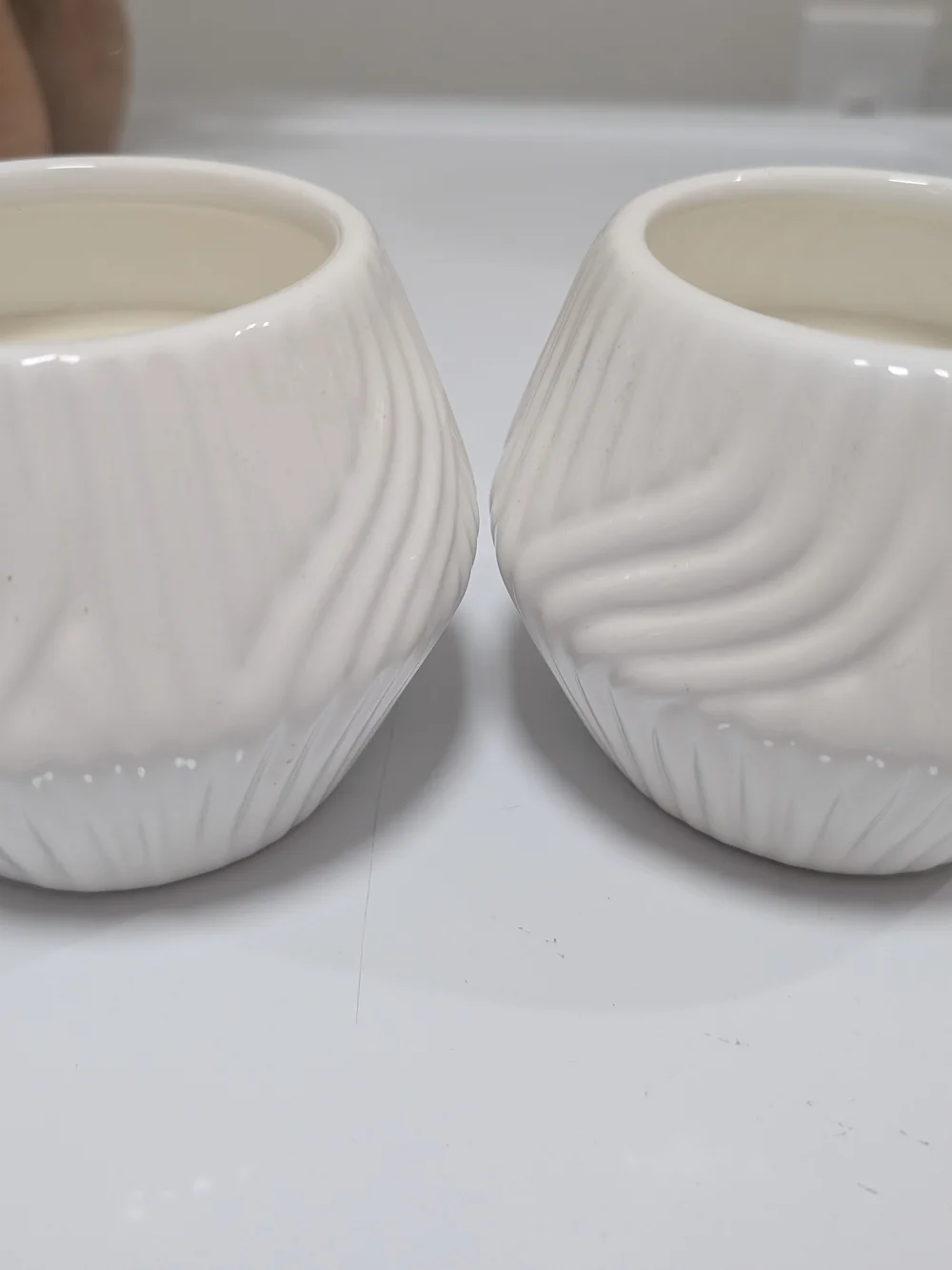 White Textured Ceramic Candle Set